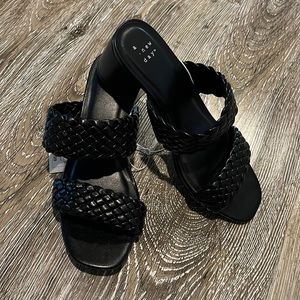 Black braided strap sandal